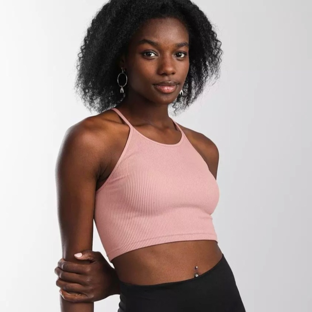 NWOT FREE PEOPLE MOVEMENT CROPPED RUN TANK SOFT PINK